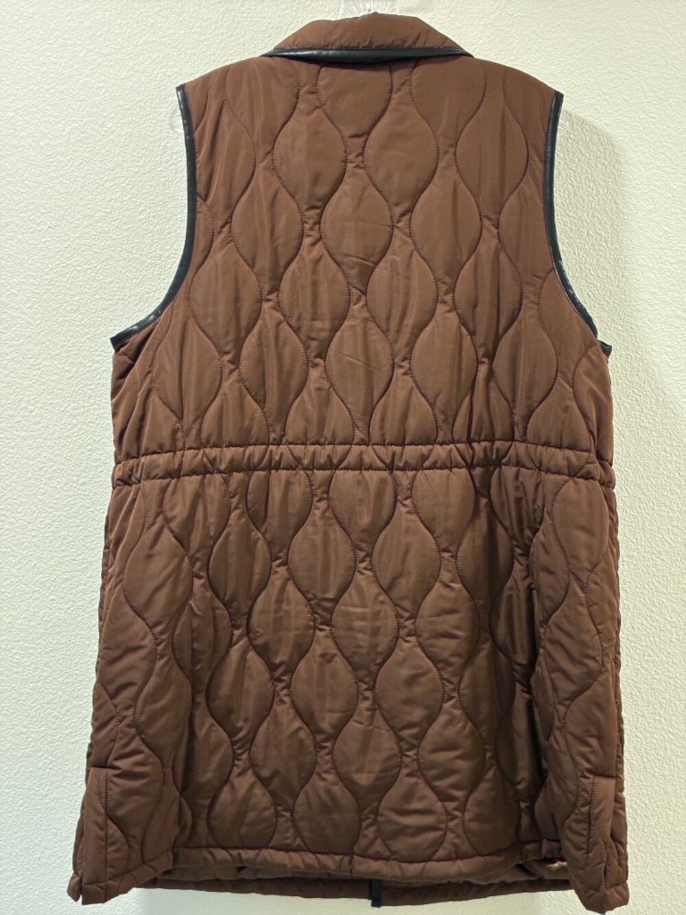 LOGO Lori Goldstein Brown Sleeveless Long Diamond Quilt Puffer Vest Women 1X - Picture 2 of 10
